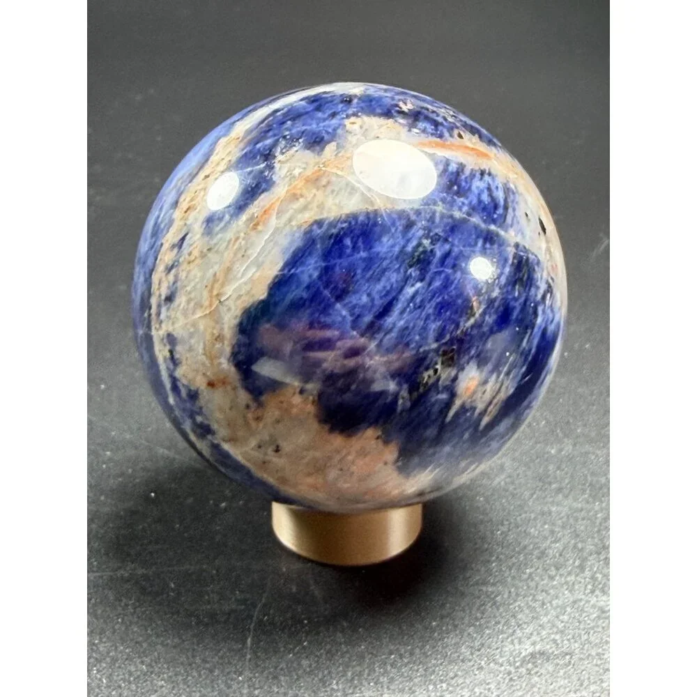 Natural Bright Blue Sodalite Sphere 65.6mm 372g Healing Crystal Stone w/Stand